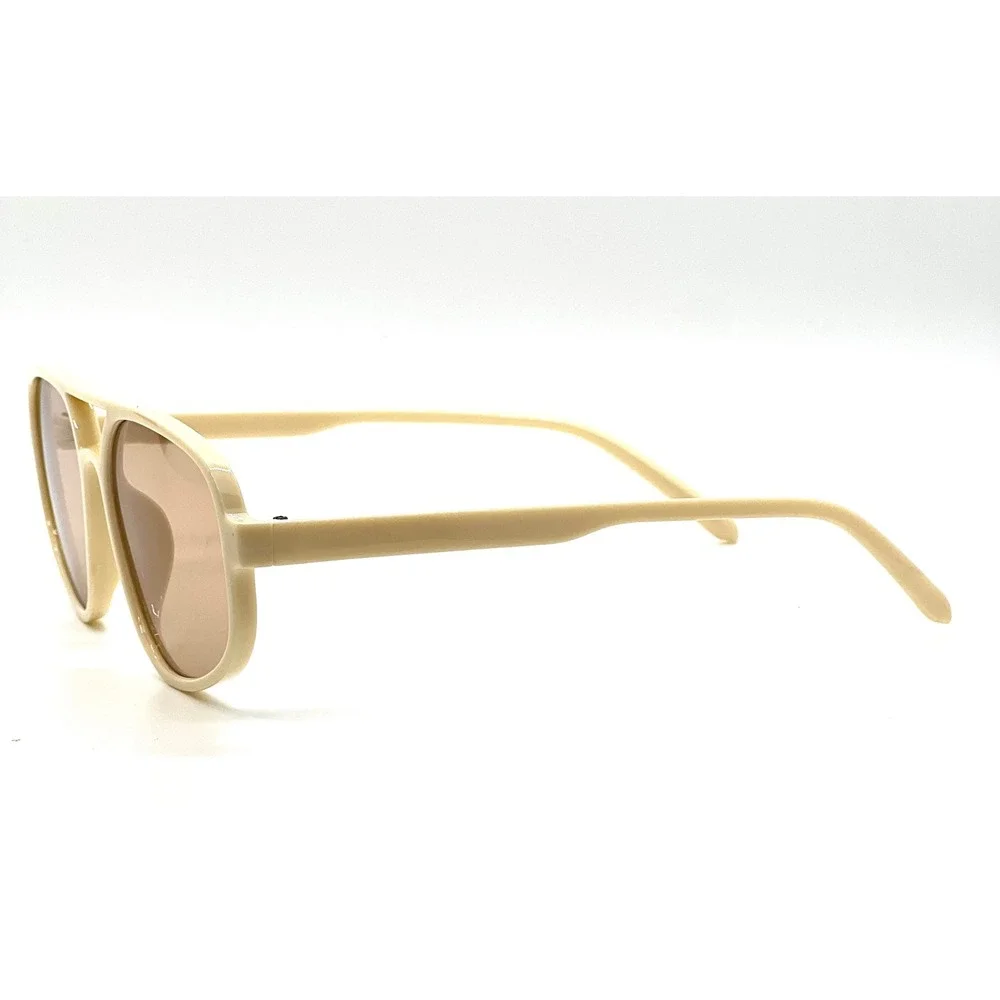 Sunglasses Cream Frame Brown Lens Women's Fashion Eyewear Hip Hop Celebrity 2026